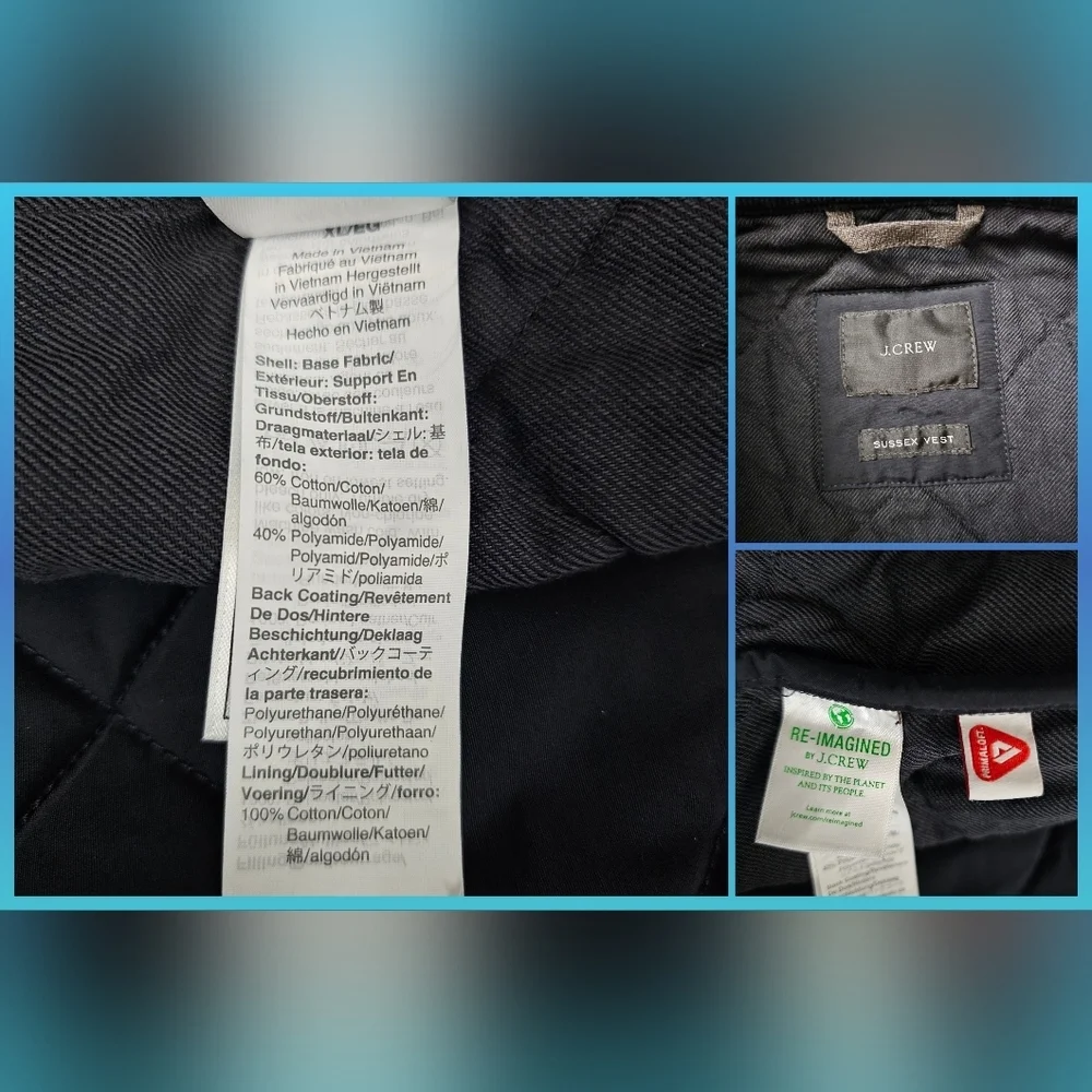 J. Crew Sussex Quilted Primaloft Vest Jacket Coat Navy Blue Men's